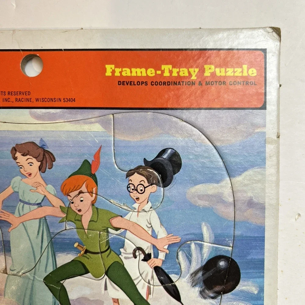 Vintage Whitman Walt Disney Peter Pan Frame Tray Puzzle Storybook Learning Tool